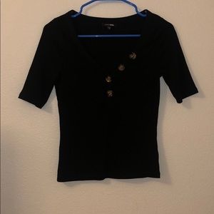 black t-shirt with buttons